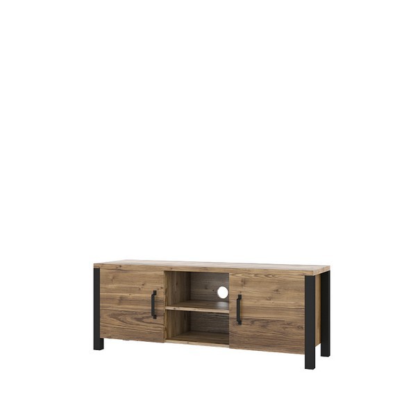 Komoda 2-drzwiowa RTV OLIN 147 cm appenzeller fichte czarna Komoda 2-drzwiowa RTV OLIN 147 cm appenzeller fichte czarna