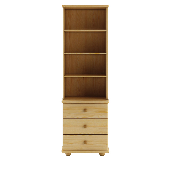 KW128 kredens/witryna/biblioteczka S58 W190 G40 sosna surowy DREWMAX