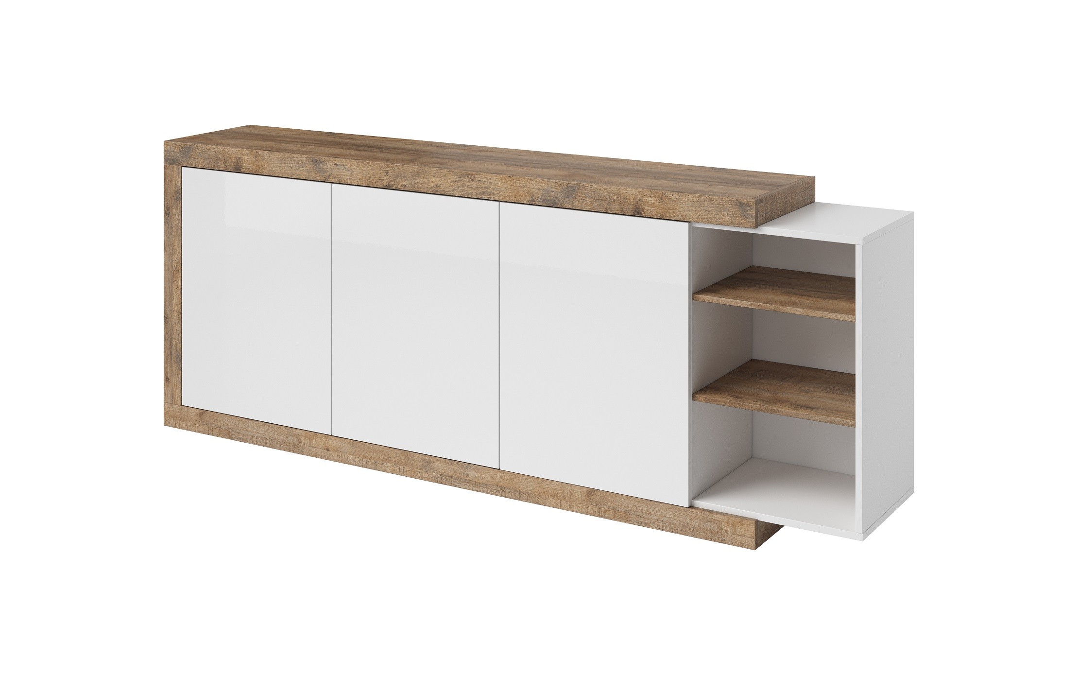 Komoda SINTRA 43 trzydrzwiowa dąb aamdal biała 220x86x40cm Komoda SINTRA 43 trzydrzwiowa dąb aamdal biała 220x86x40cm