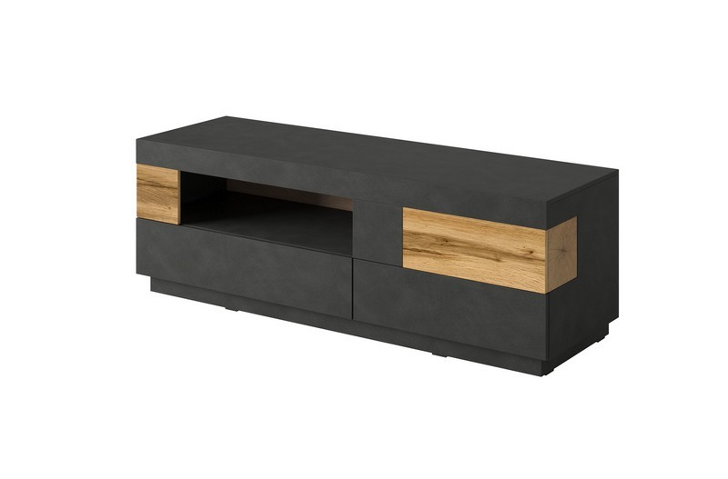 Szafka RTV SILKE 41 jednodrzwiowa z 2 szufladami i wnęką matera dąb wotan 160x54x50cm Szafka RTV SILKE 41 jednodrzwiowa z 2 szufladami i wnęką matera dąb wotan 160x54x50cm