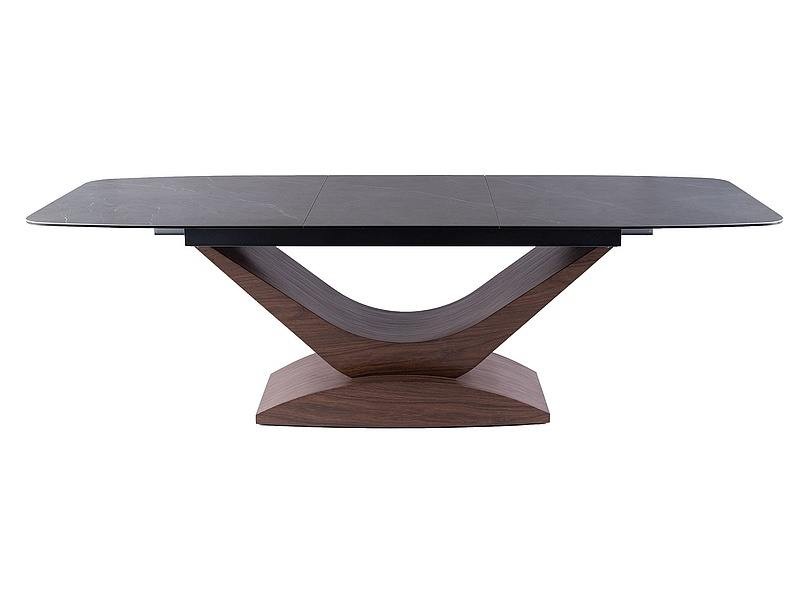 Stół rozkładany DOLCE CERAMIC 95x180(240) szary efekt marmuru stelaż kolor orzech Signal