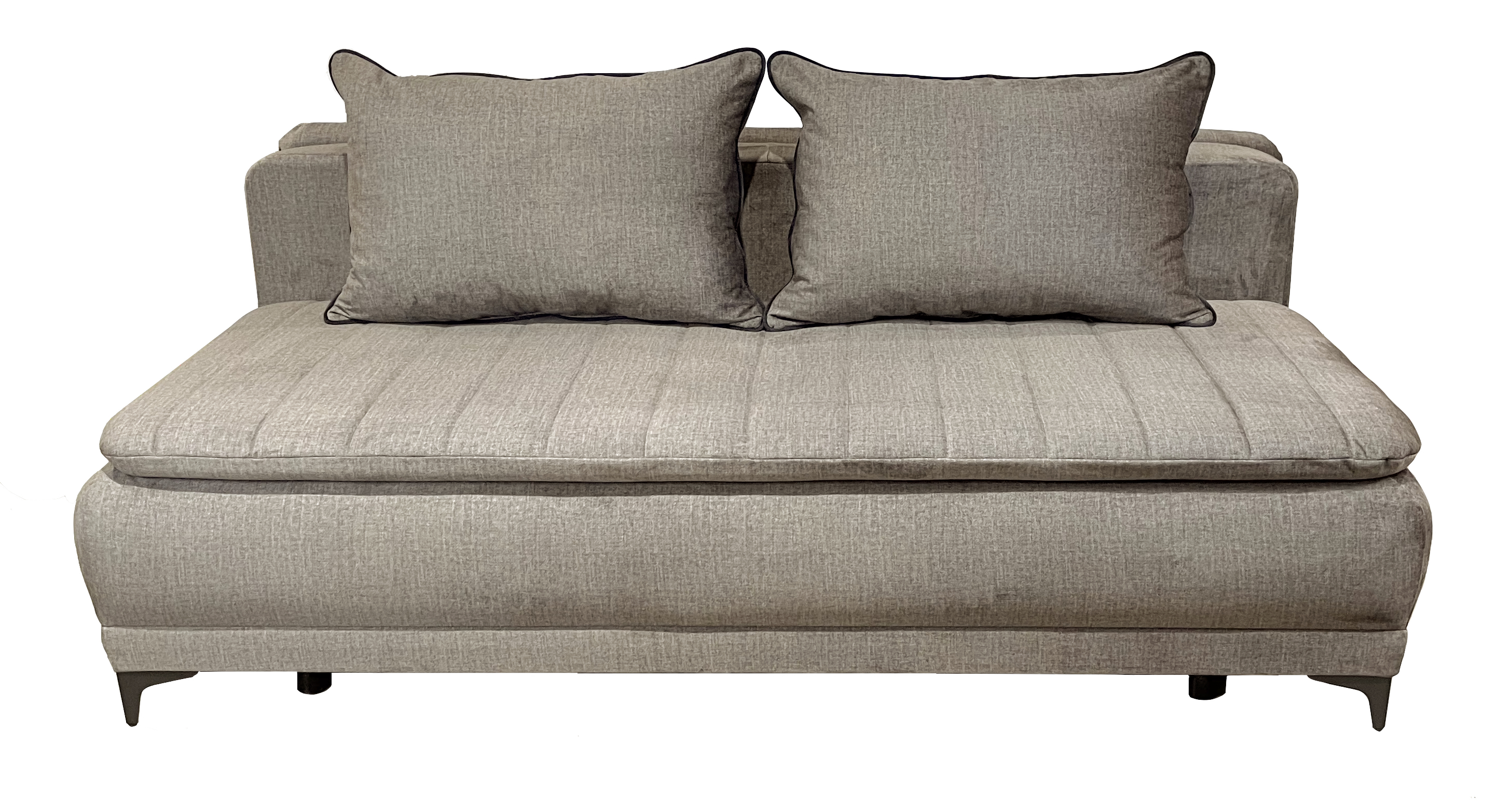 Sofa rozkładana z pojemnikiem LUCA 202 cm pikowana ciemny beż