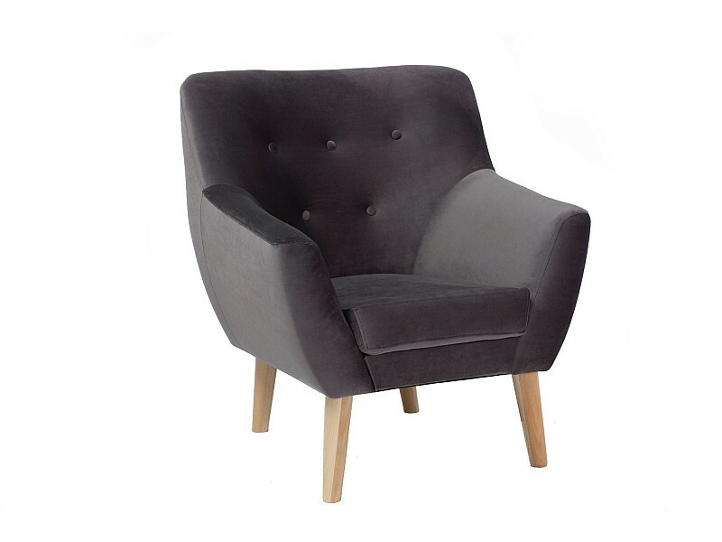Fotel NORDIC 1 VELVET Bluvel 14 szary buk Signal