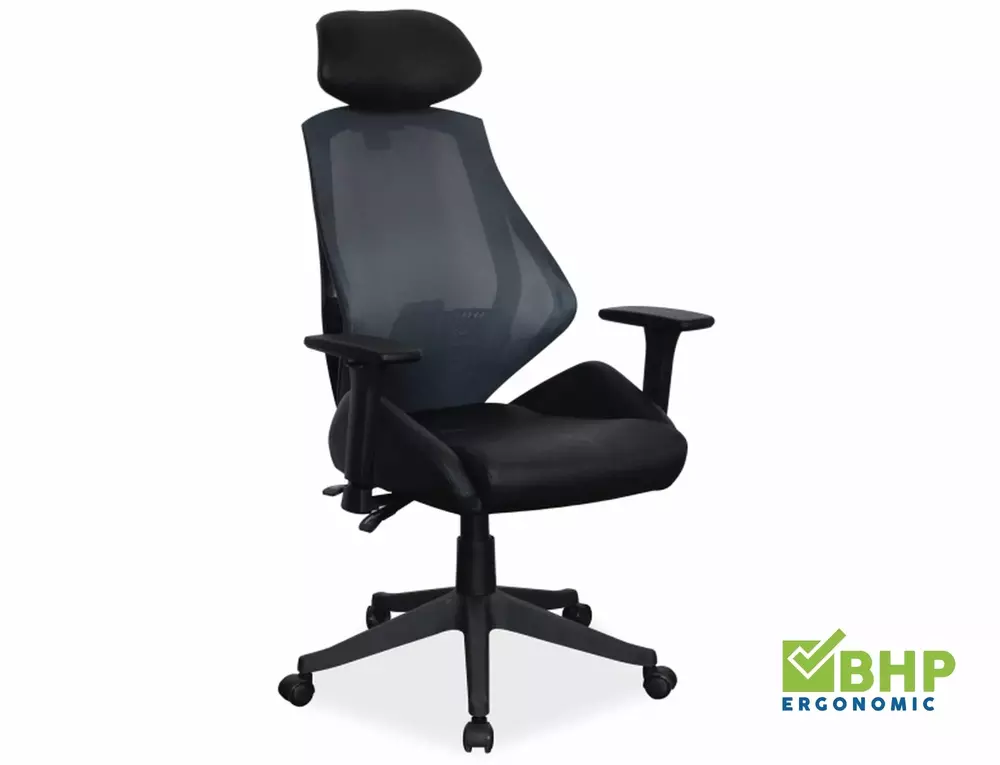 Fotel obrotowy ergonomiczny Q-406 z regulacją ekoskóra czarny Signal