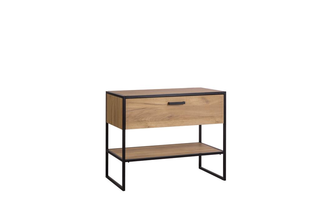 Szafka pod umywalkę BROOKLIN 90x75x50 dąb craft/czarny metalowy stelaż