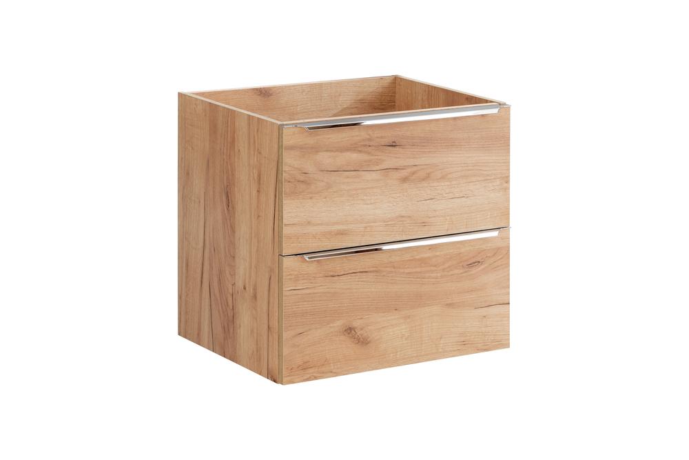 Szafka pod umywalkę z 2 szufladami CAPRI z chromowanymi uchwytami dąb złoty craft 60x57x46cm