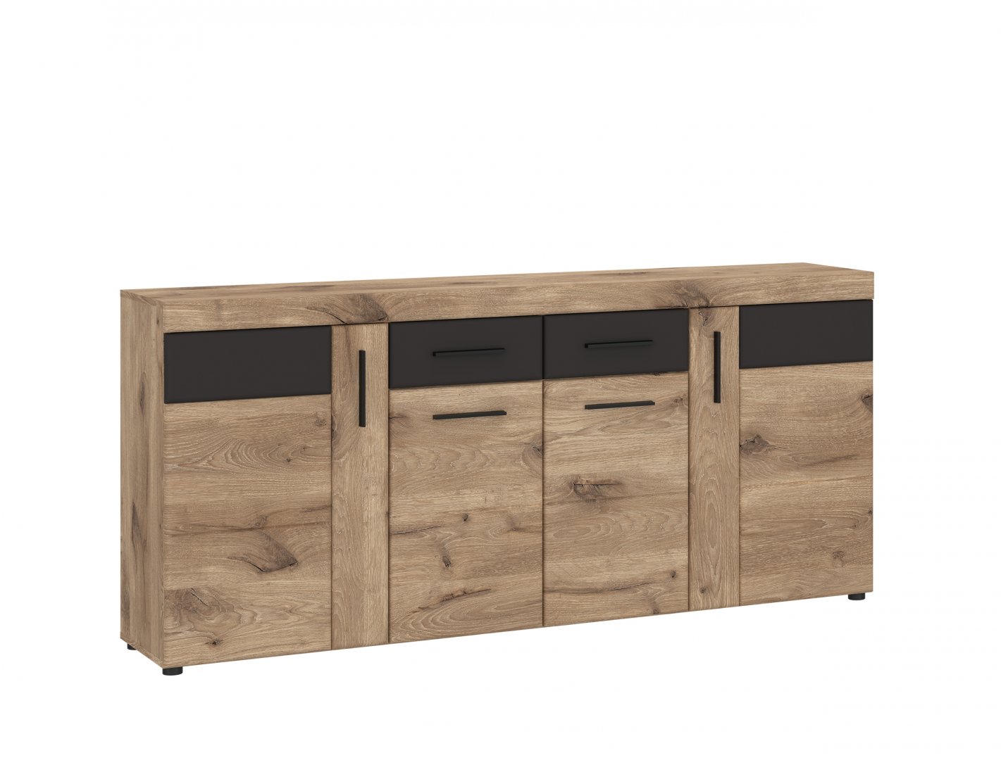 Komoda 4-drzwiowa z 2 szufladami GRANO 185x86x41 dąb viking, szary GRNK03 Komoda 4-drzwiowa z 2 szufladami GRANO 185x86x41 dąb viking, szary GRNK03