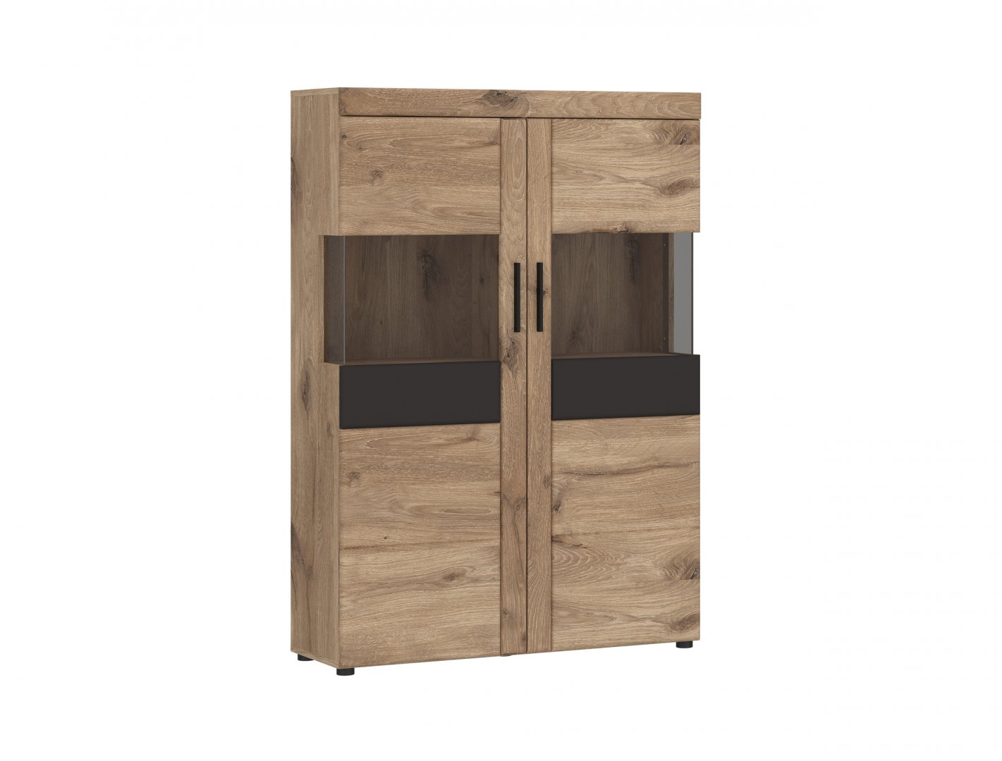 Witryna 2-drzwiowa niska GRANO 102x149x37 dąb viking, szary GRNV03 Witryna 2-drzwiowa niska GRANO 102x149x37 dąb viking, szary GRNV03