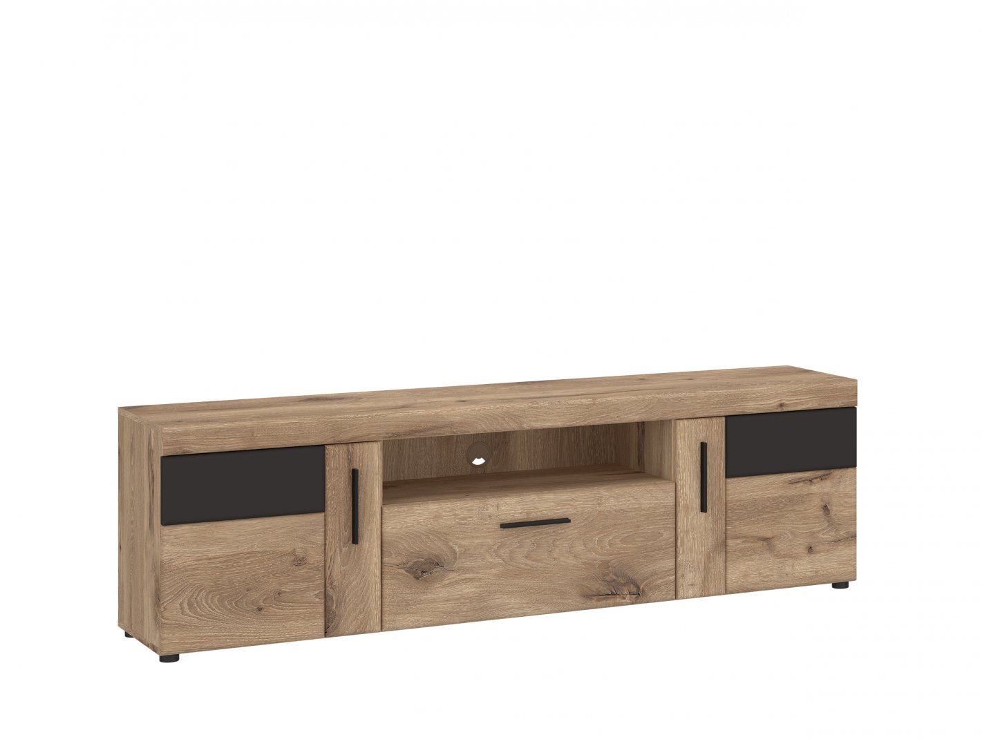 Szafka RTV 2-drzwiowa z 1 szufladą GRANO 185x41x56 dąb viking, szary GRNF02 Szafka RTV 2-drzwiowa z 1 szufladą GRANO 185x41x56 dąb viking, szary GRNF02