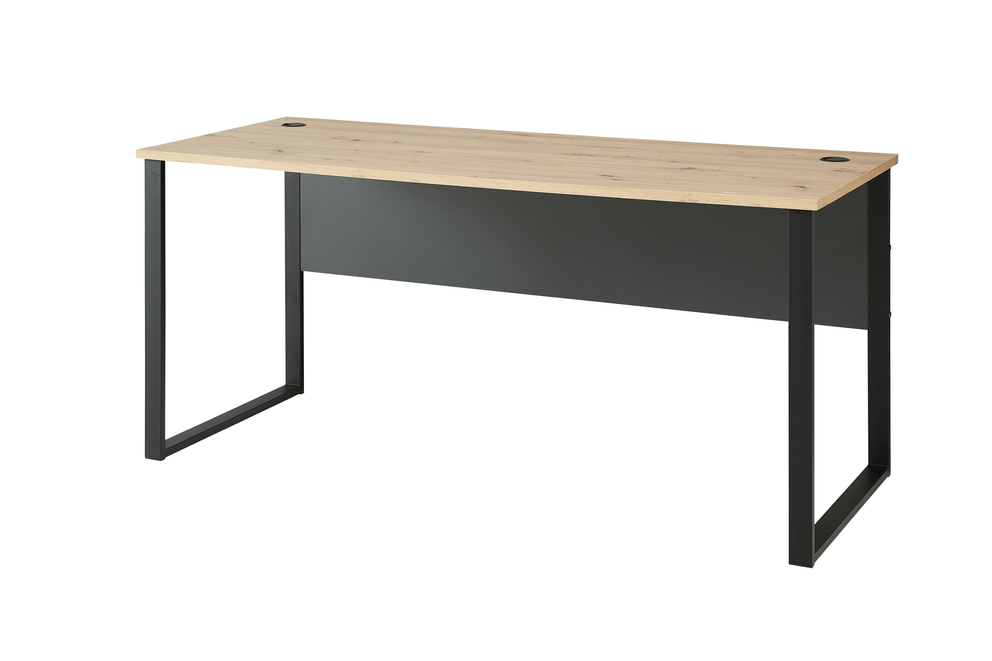 Biurko BREGO 71 z otworami na kable dąb artisan antracytowy 170x77x73cm
