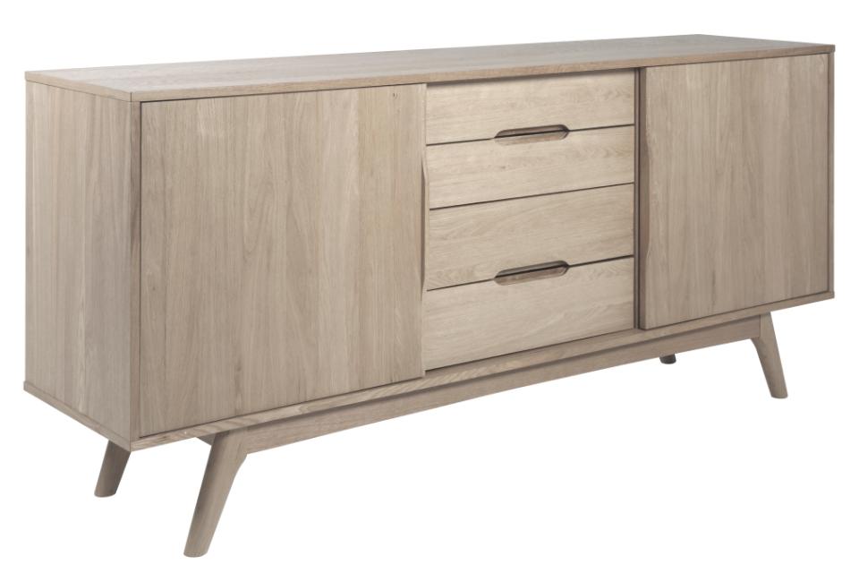 Komoda 2-drzwiowa z 4 szufladami ANAIS 180x44x84 Fornir dębowy bielony olejowany