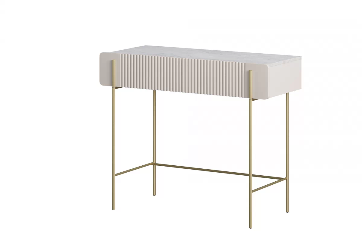MALMI Toaletka 100 2SZ - cashmere / crema bianca / złote nogi MALMI Toaletka 100 2SZ - cashmere / crema bianca / złote nogi