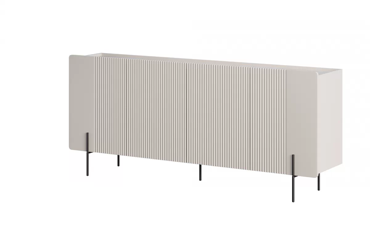 MALMI Komoda 200 4D - cashmere / crema bianca  / czarne nogi