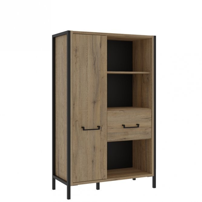 Regał niski 1-drzwiowy ORIENTAL TREE Dąb Bartex, czarny