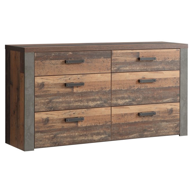 Komoda CLIFz 6 szufladami - old wood vintage, beton