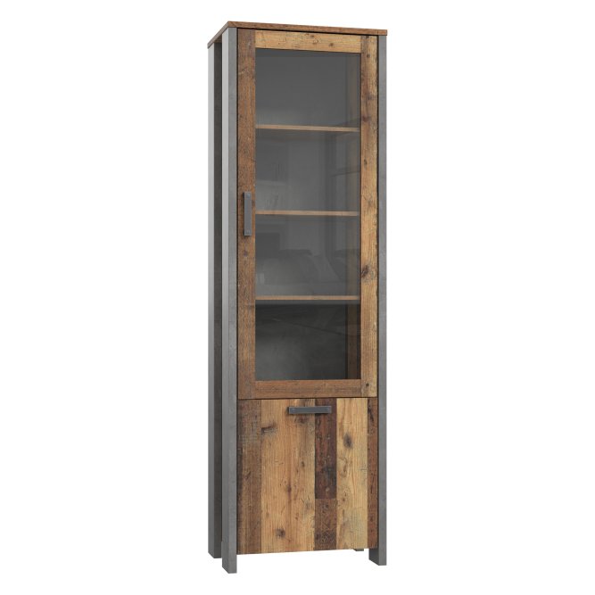 Witryna L/P CLIF 2-drzwiowa - old wood vintage, beton Witryna L/P CLIF 2-drzwiowa - old wood vintage, beton