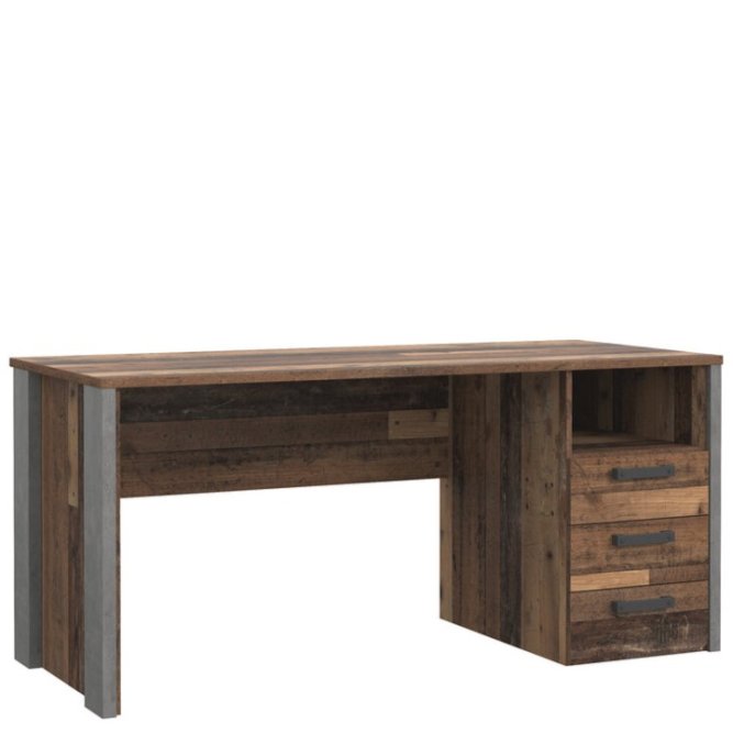 Biurko z 3 szufladami CLIF 70x160 cm - old wood vintage, beton