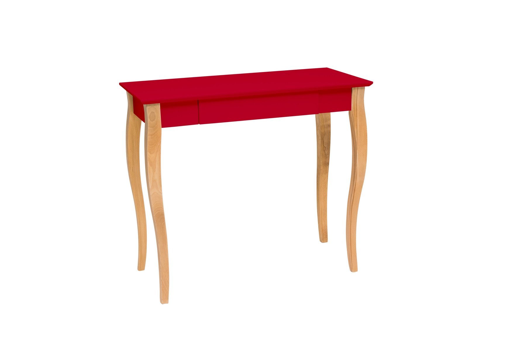 Biurko z szufladą LILLO 85x40 czerwony blat/drewniane nogi