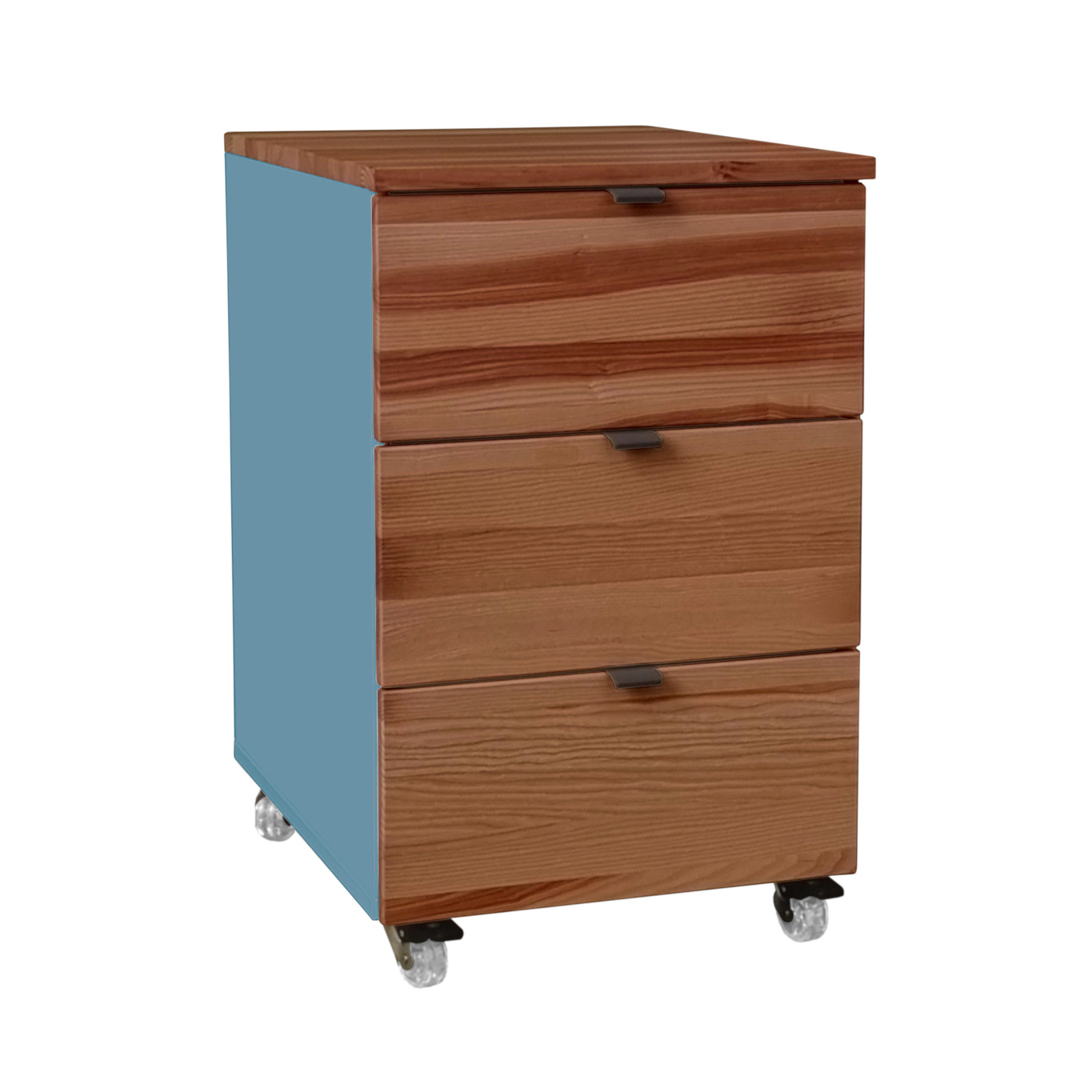 Kontenerek pod biurko z szufladami LUKA na kółkach 41x50 niebieski/kolor dębu Kontenerek pod biurko z szufladami LUKA na kółkach 41x50 niebieski/kolor dębu