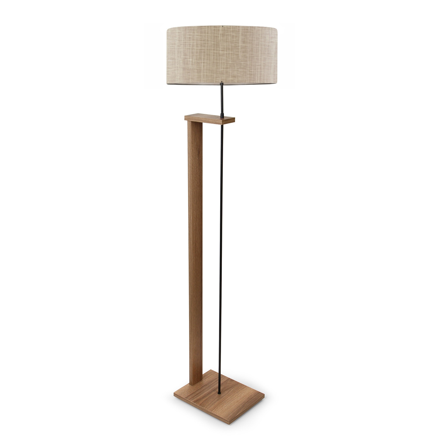 Lampa podłogowa AYD efekt drewna 150 cm klosz beżowy