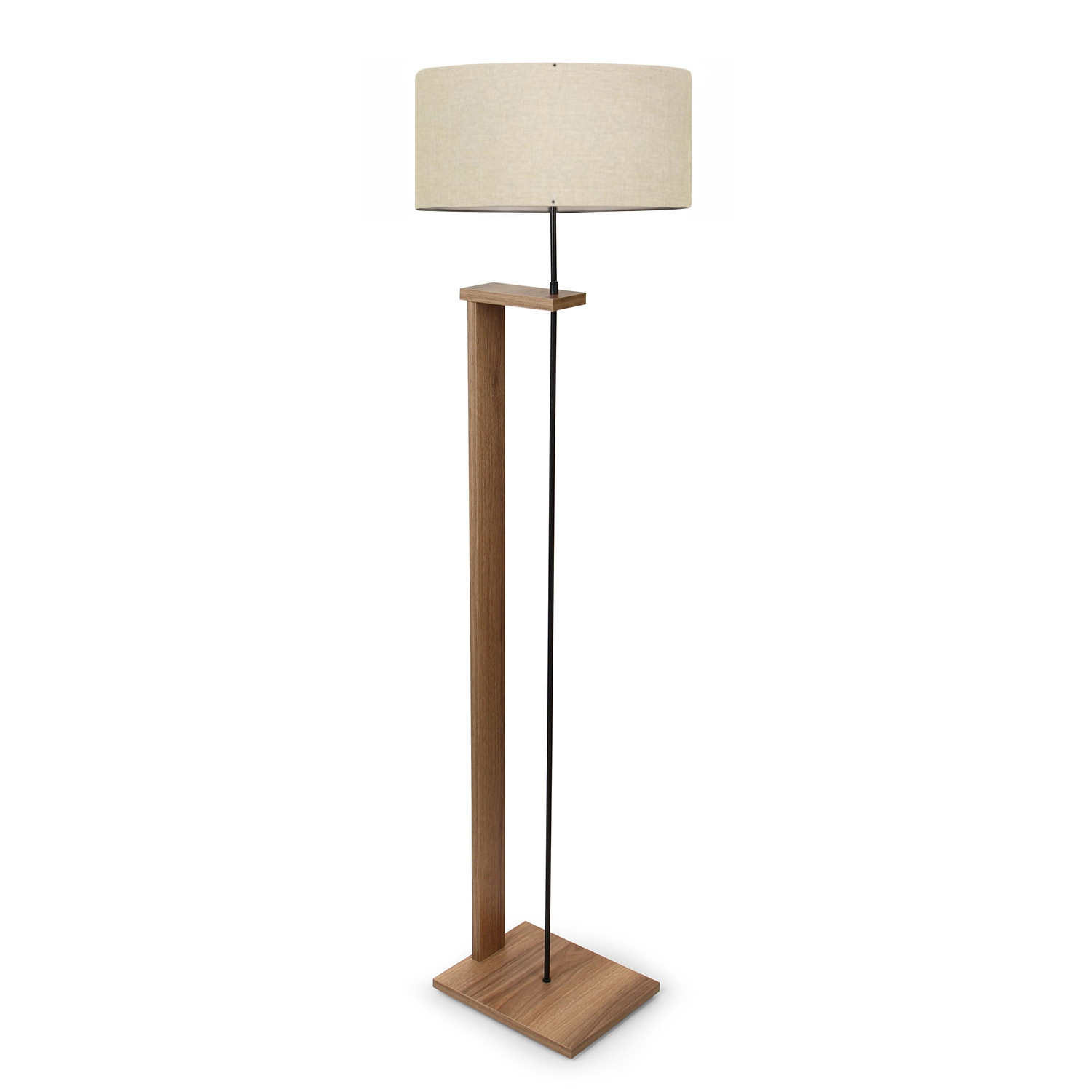 Lampa podłogowa AYD efekt drewna 150 cm klosz jasnobeżowy