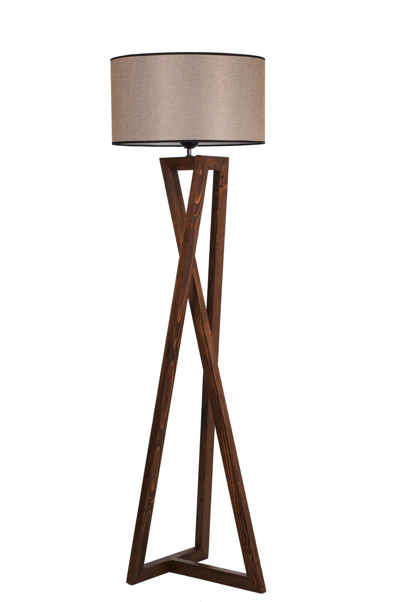 Lampa podłogowa na drewnianej podstawie MACKA ciemnobeżowa kolor podstawy orzech Lampa podłogowa na drewnianej podstawie MACKA ciemnobeżowa kolor podstawy orzech