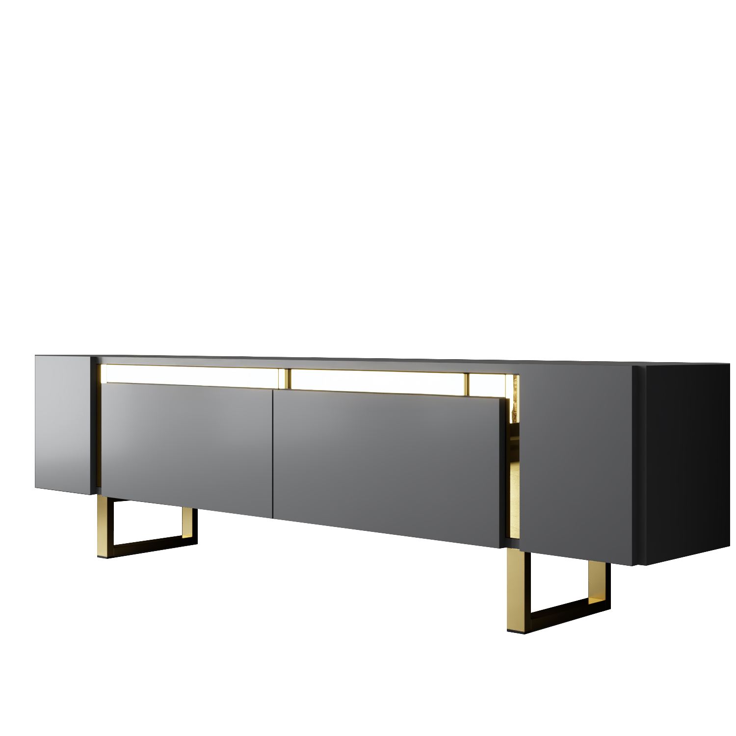Szafka RTV z 2 klapami YILDIZ 180x30x50 cm antracyt złoty