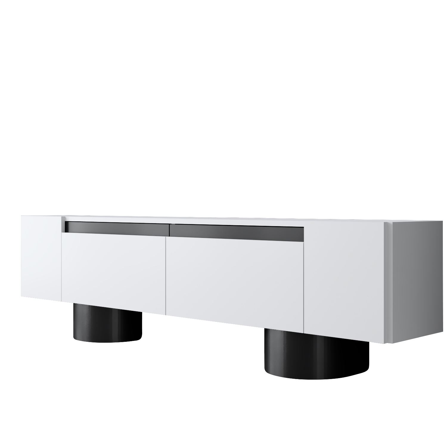 Szafka RTV z 2 klapami na blaszanych nogach BOHEM 180x50x30 cm biały czarny Szafka RTV z 2 klapami na blaszanych nogach BOHEM 180x50x30 cm biały czarny
