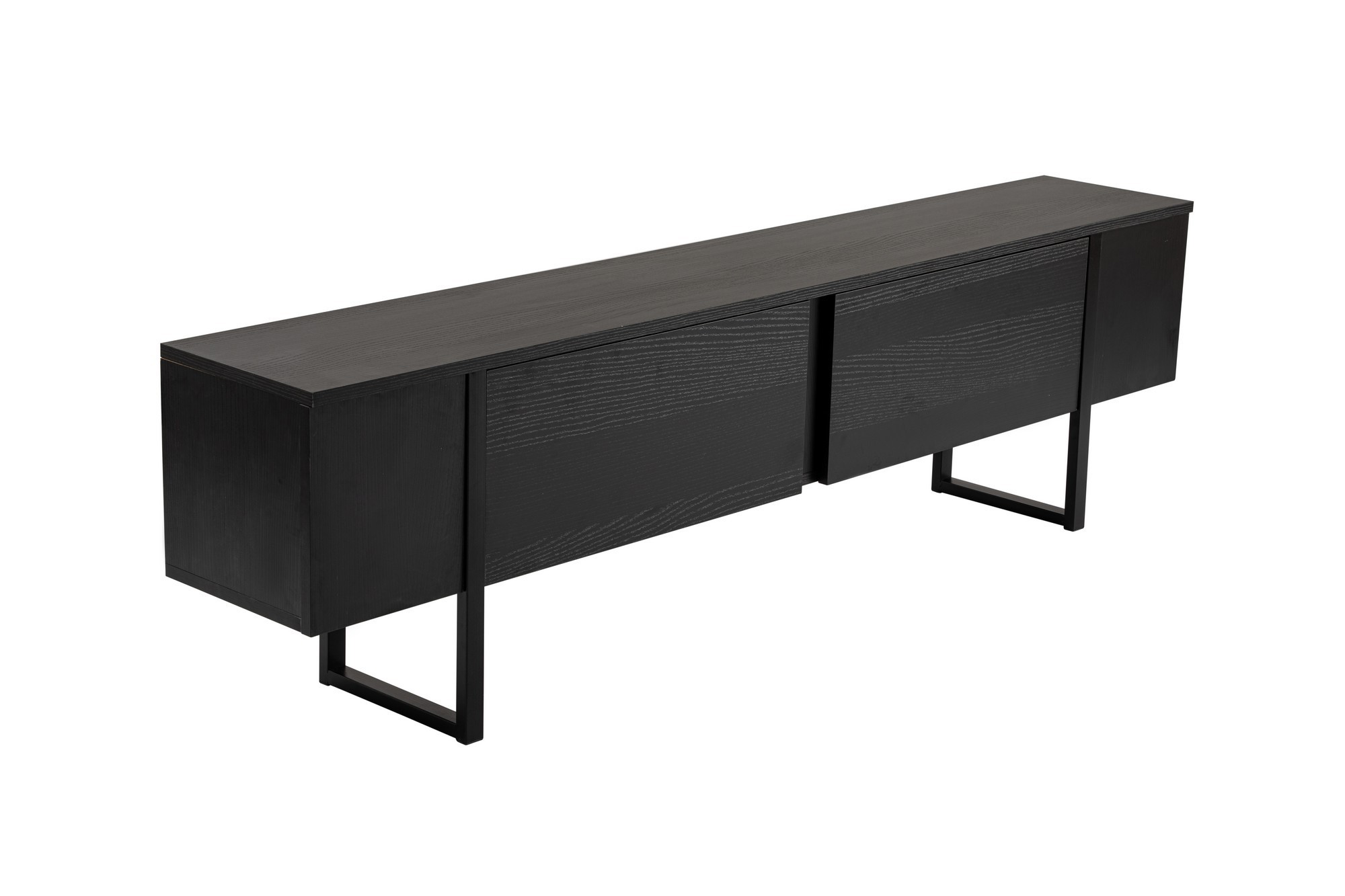 Szafka RTV 2-drzwiowa SERENITY 180 cm czarna czarny stelaż Szafka RTV 2-drzwiowa SERENITY 180 cm czarna czarny stelaż