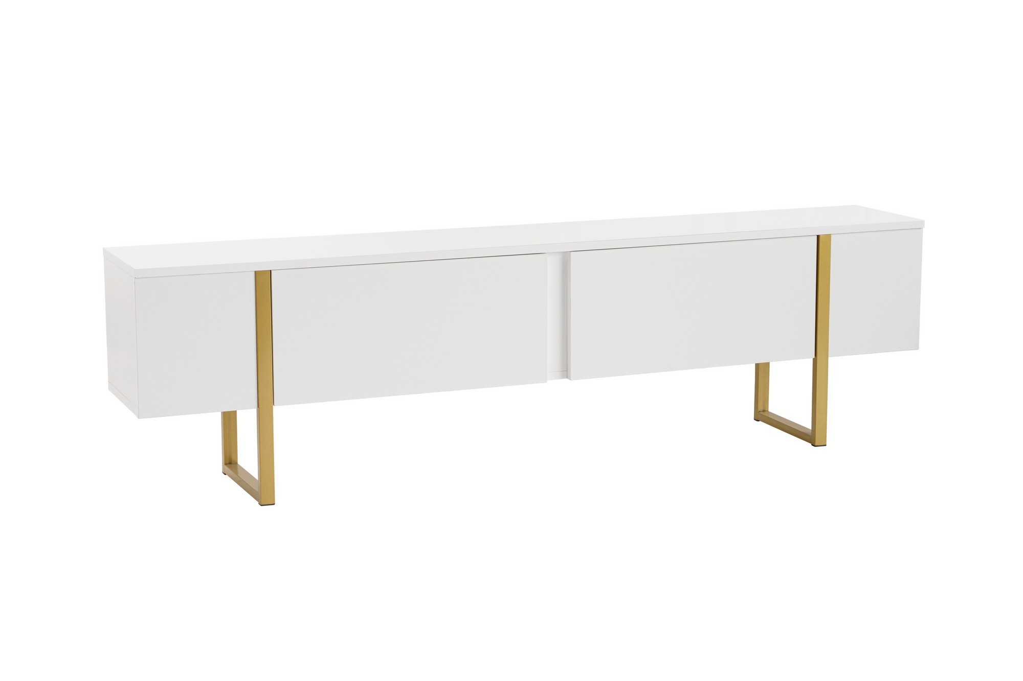 Szafka RTV 2-drzwiowa SERENITY 180 cm biała złoty stelaż Szafka RTV 2-drzwiowa SERENITY 180 cm biała złoty stelaż