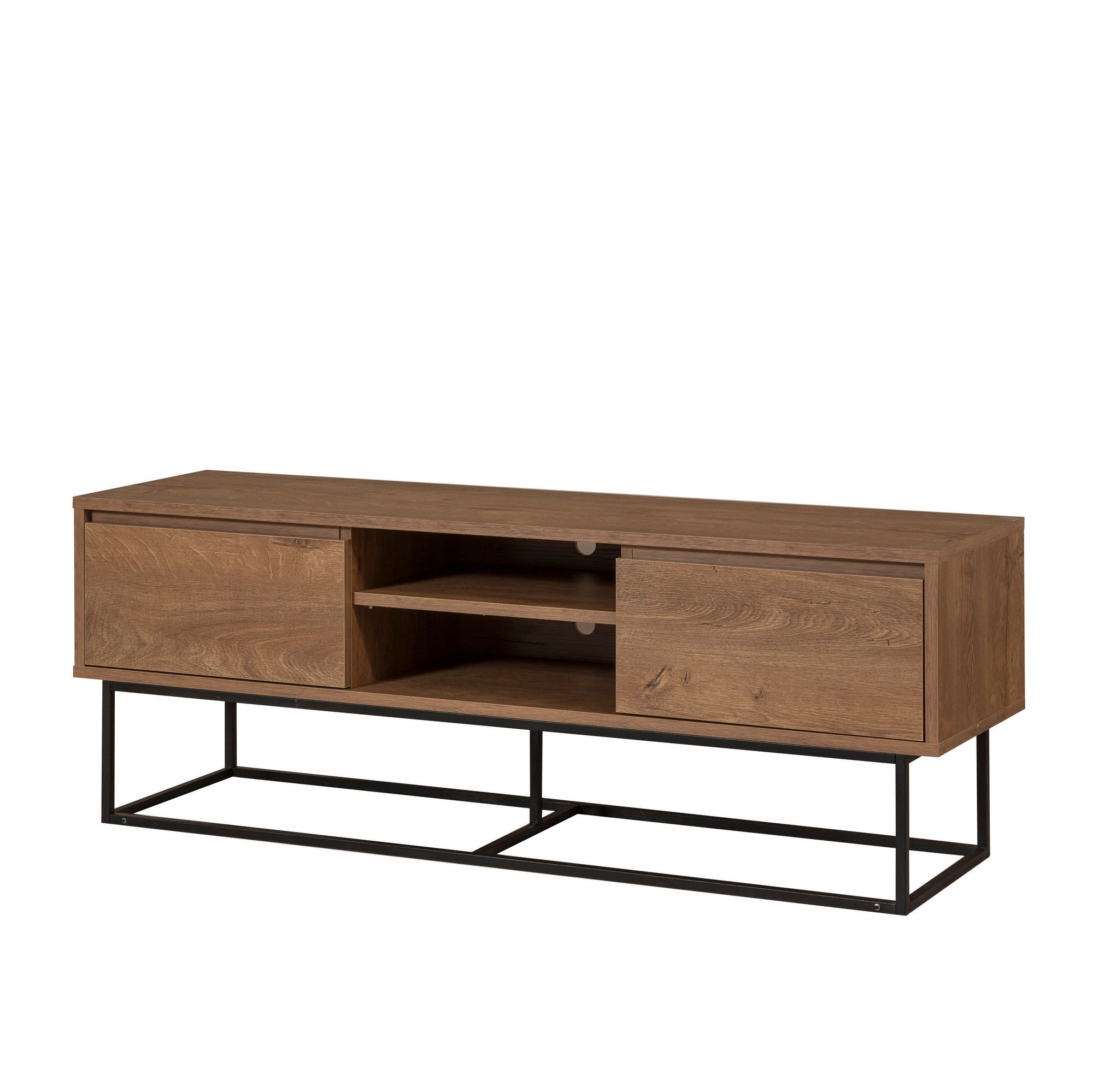 Szafka RTV z 2 szufladami RODEZ 140 cm orzechowa/czarna Szafka RTV z 2 szufladami RODEZ 140 cm orzechowa/czarna