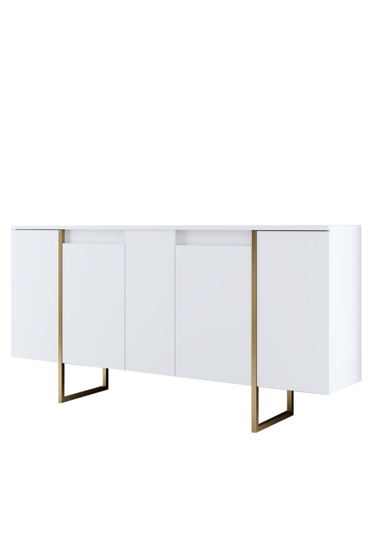 Komoda 4-drzwiowa LUXE 160 cm biała złoty stelaż