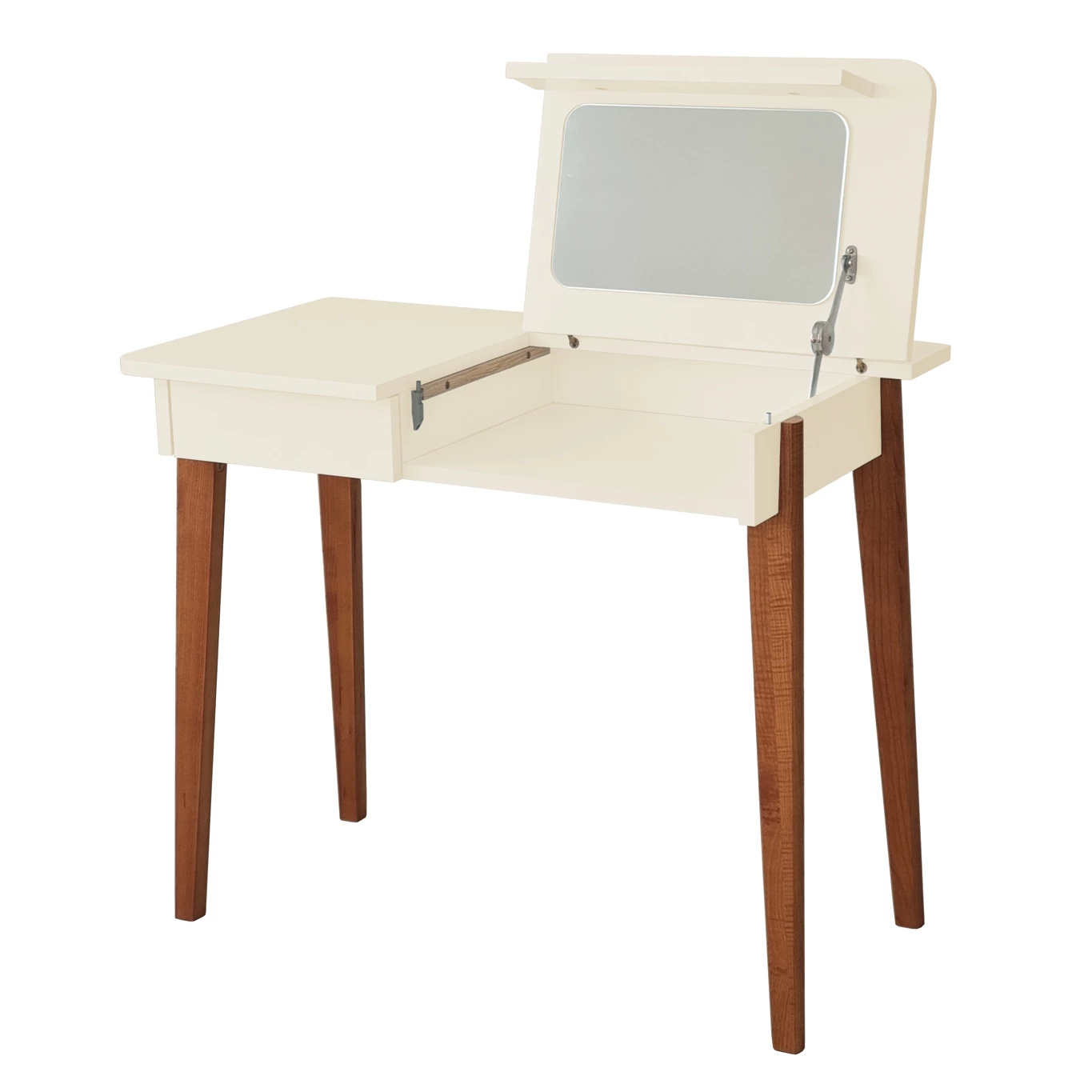 Toaletka z lustrem MEWISE 90x48cm kremowa kolor nóg dąb