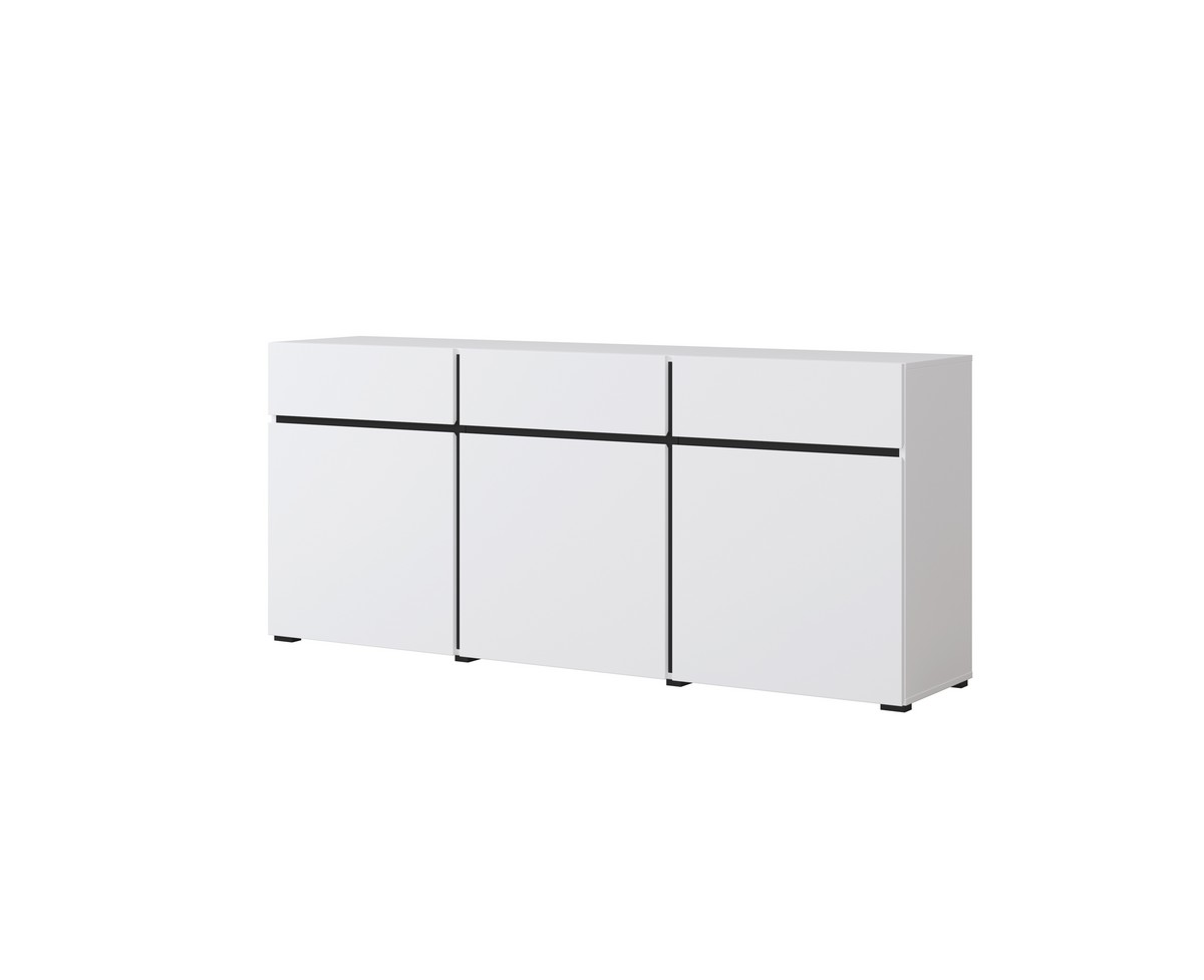 Komoda 3-drzwiowa z 3 szufladami CROSS 180 cm biało-czarna