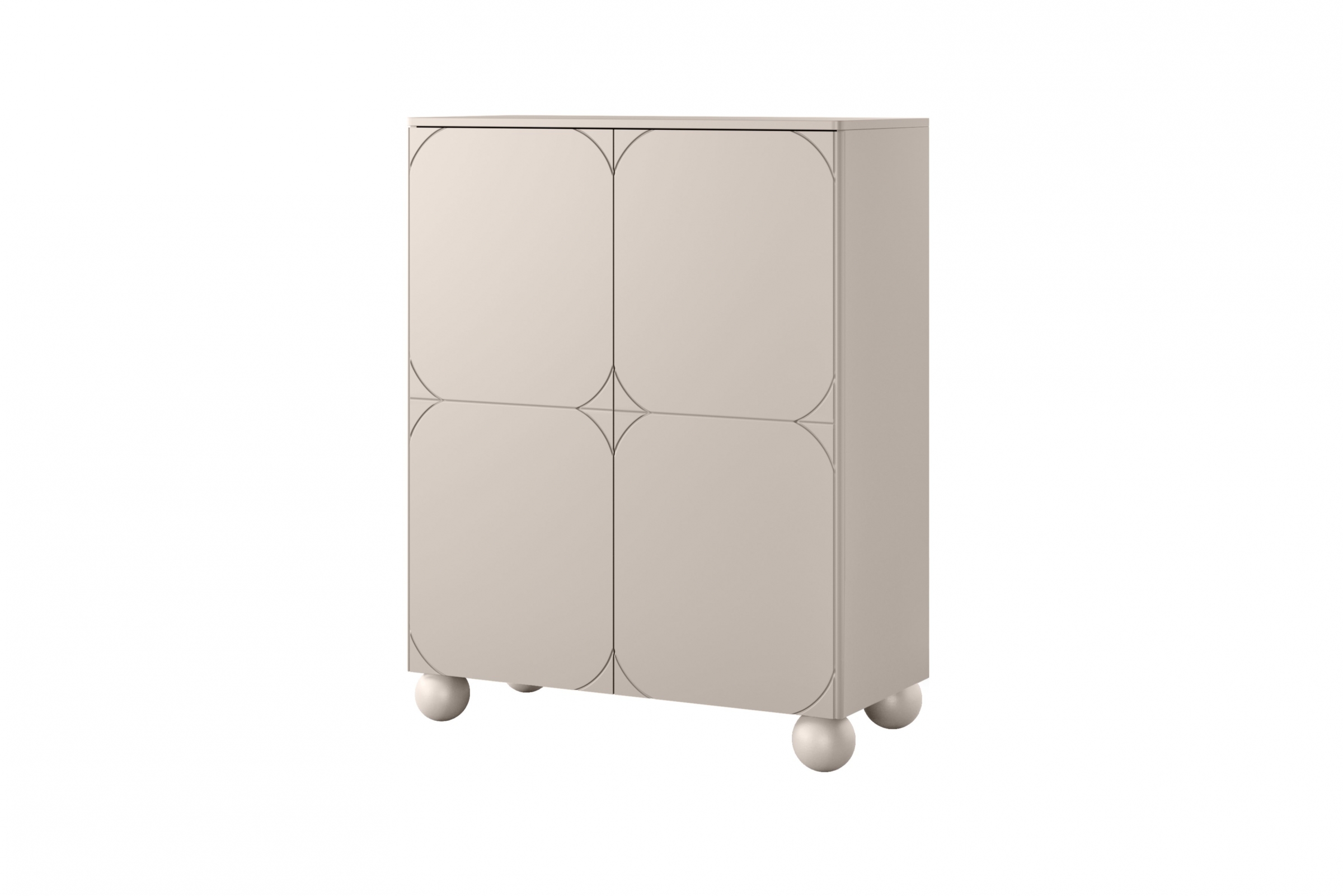 Komoda wysoka 2-drzwiowa z 2 szufladami SONATIA 120cm cashmere nogi kule