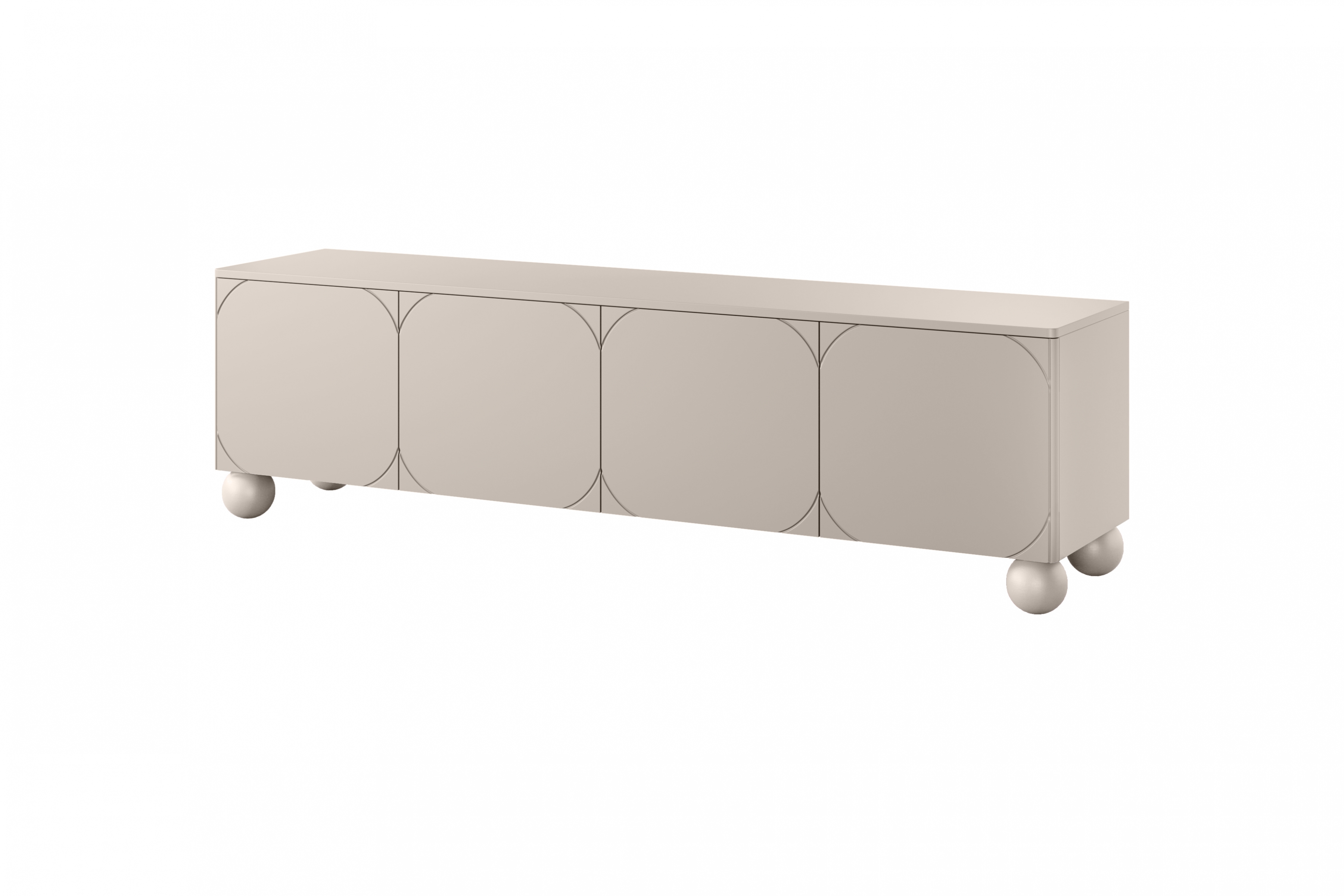 Szafka RTV 4-drzwiowa z 1 szufladą SONATIA 200cm cashmere nogi kule