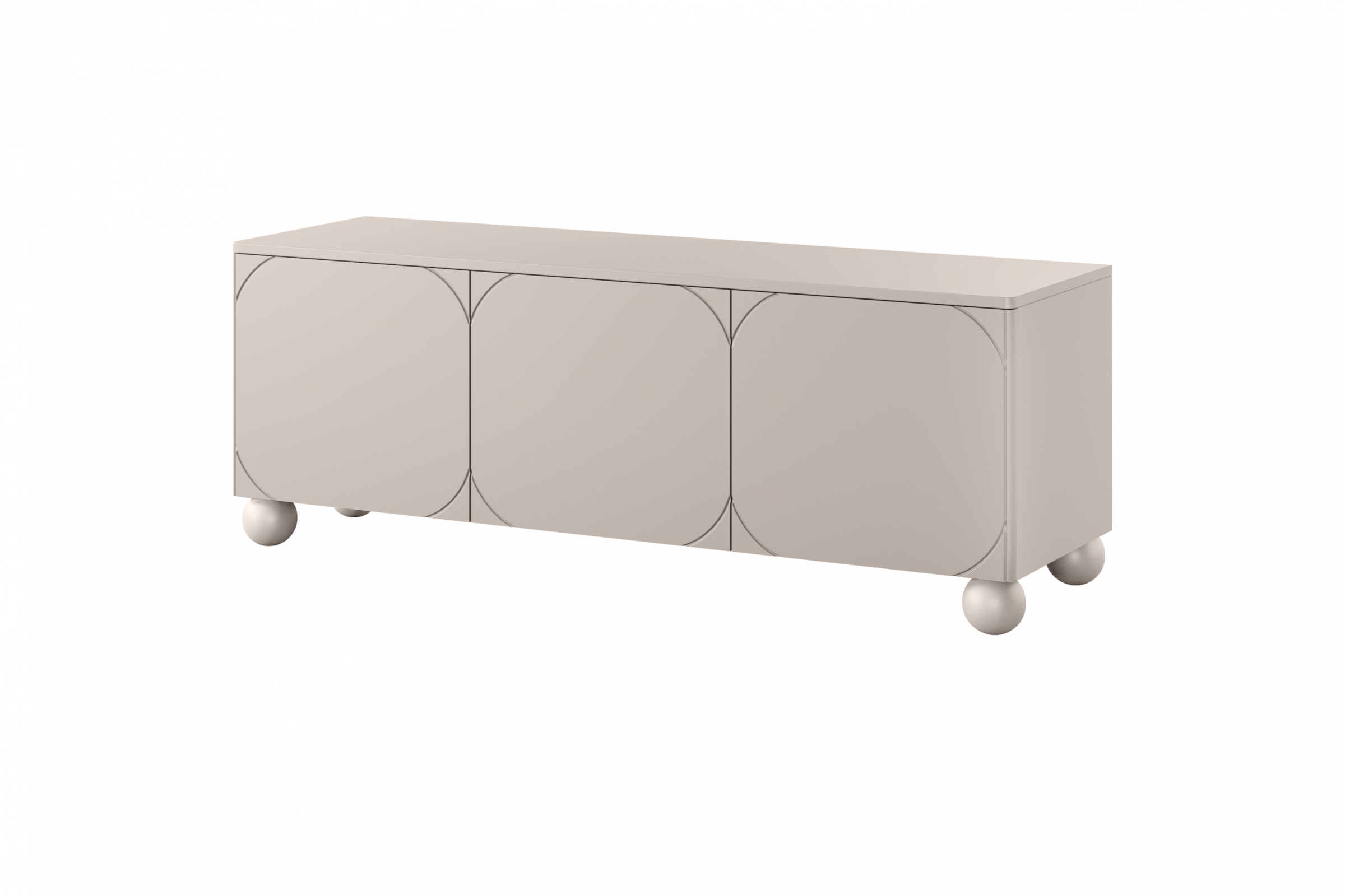 Szafka RTV 3-drzwiowa z 1 szufladą SONATIA 150cm cashmere nogi kule Szafka RTV 3-drzwiowa z 1 szufladą SONATIA 150cm cashmere nogi kule