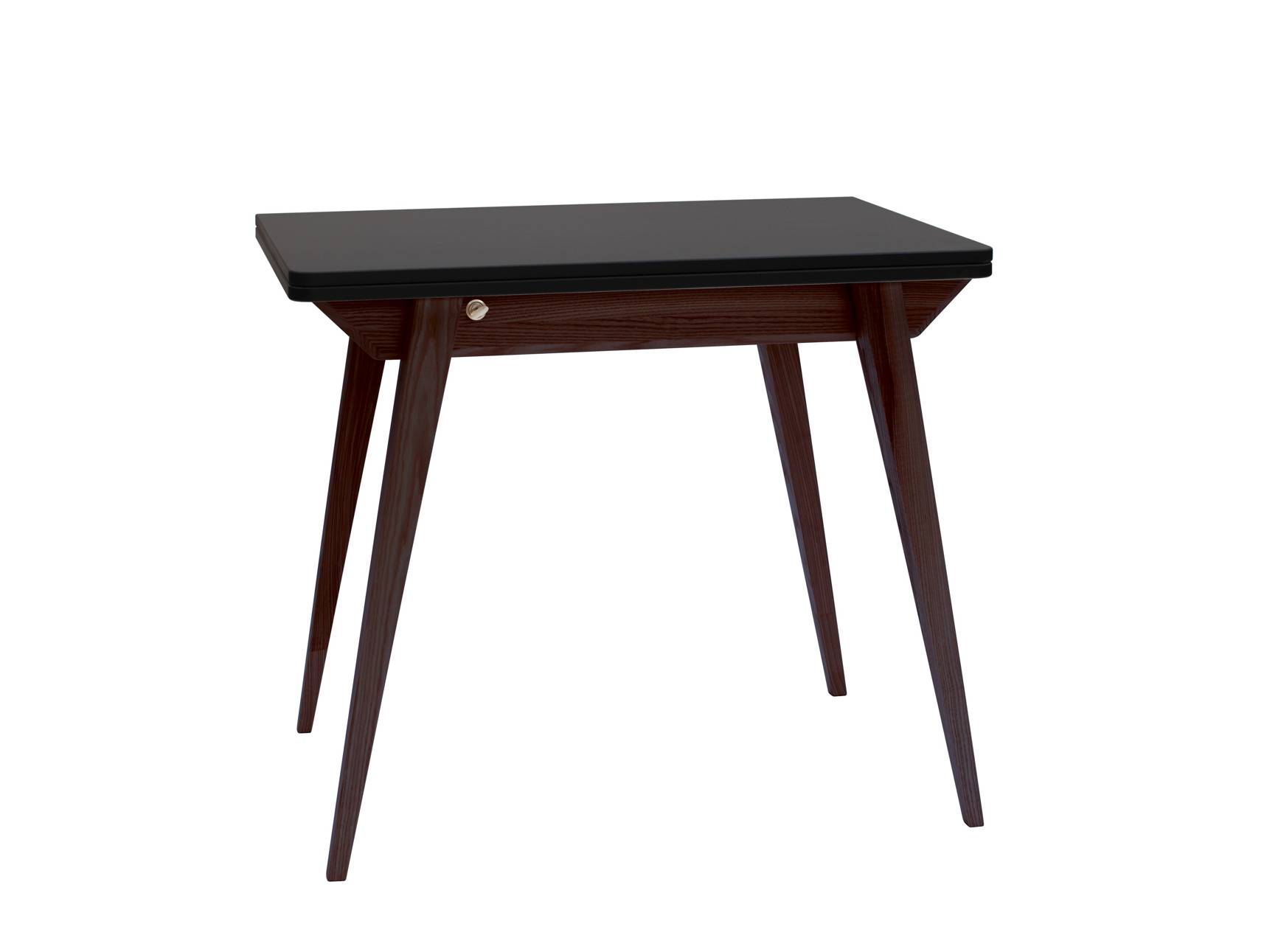Stół rozkładany ENVELOPE 65x90-130cm czarny matowy blat nogi kolor orzech Stół rozkładany ENVELOPE 65x90-130cm czarny matowy blat nogi kolor orzech