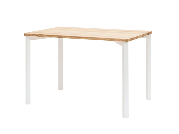 Stół jesionowy prostokątny TRIVENTI 80x120 naturalny białe zaokrąglone nogi