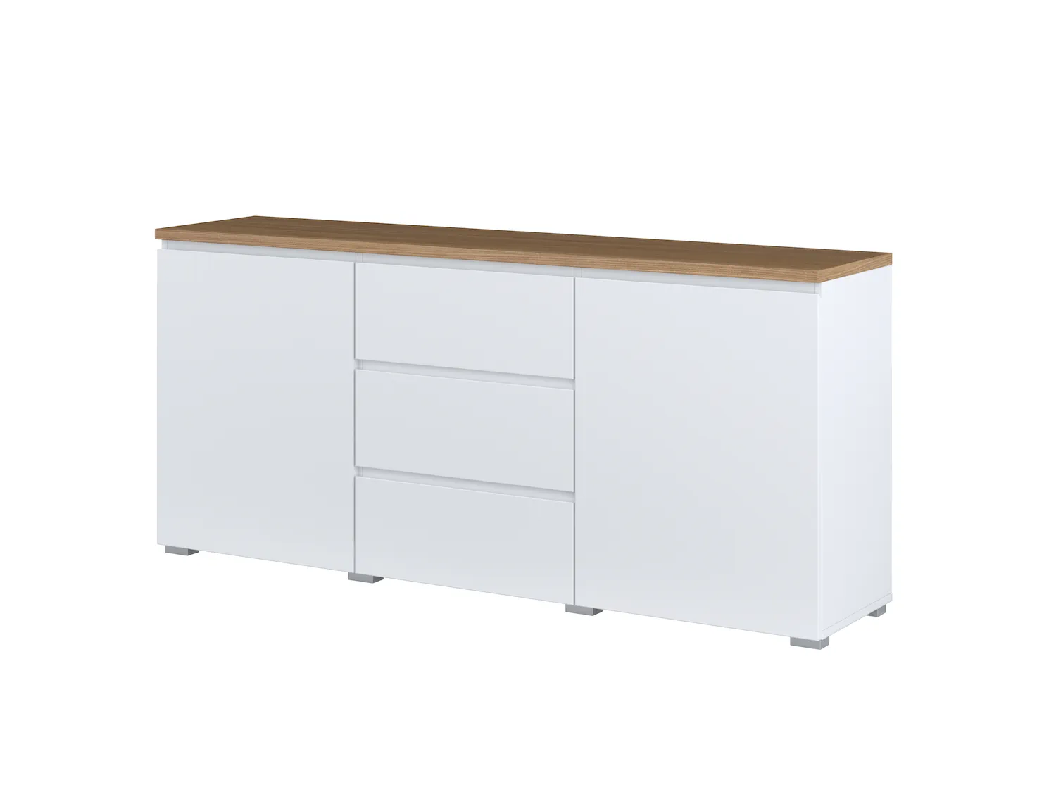Komoda 2-drzwiowa z 3 szufladami MODO 26 150 cm biały dąb mauvella