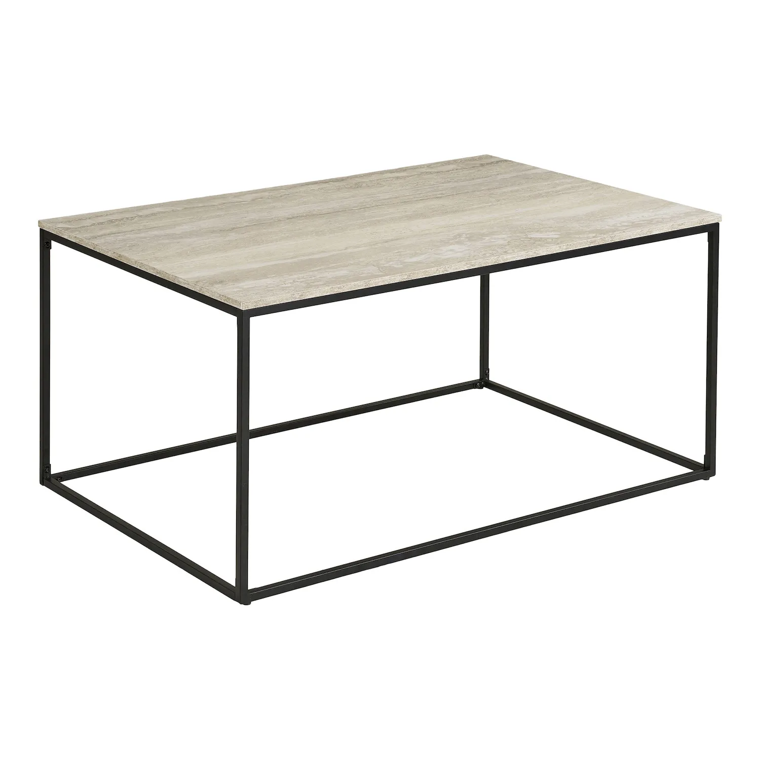 Stolik boczny trawertynowy VITA 60x90x45 cm beżowy czarny