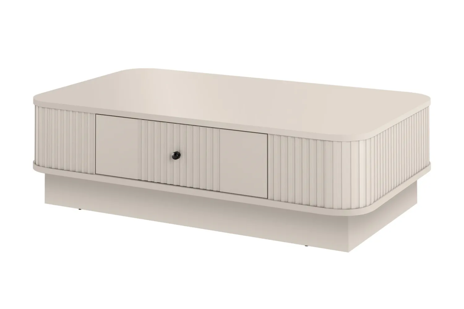 Stolik kawowy z szufladą VESPER ryflowany front - cashmere czarny uchwyt cokół Stolik kawowy z szufladą VESPER ryflowany front - cashmere czarny uchwyt cokół