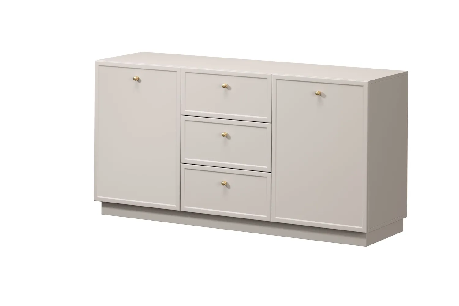Komoda 2-drzwiowa z 3 szufladami LORINI 150 - cashmere gałka złota cokół
