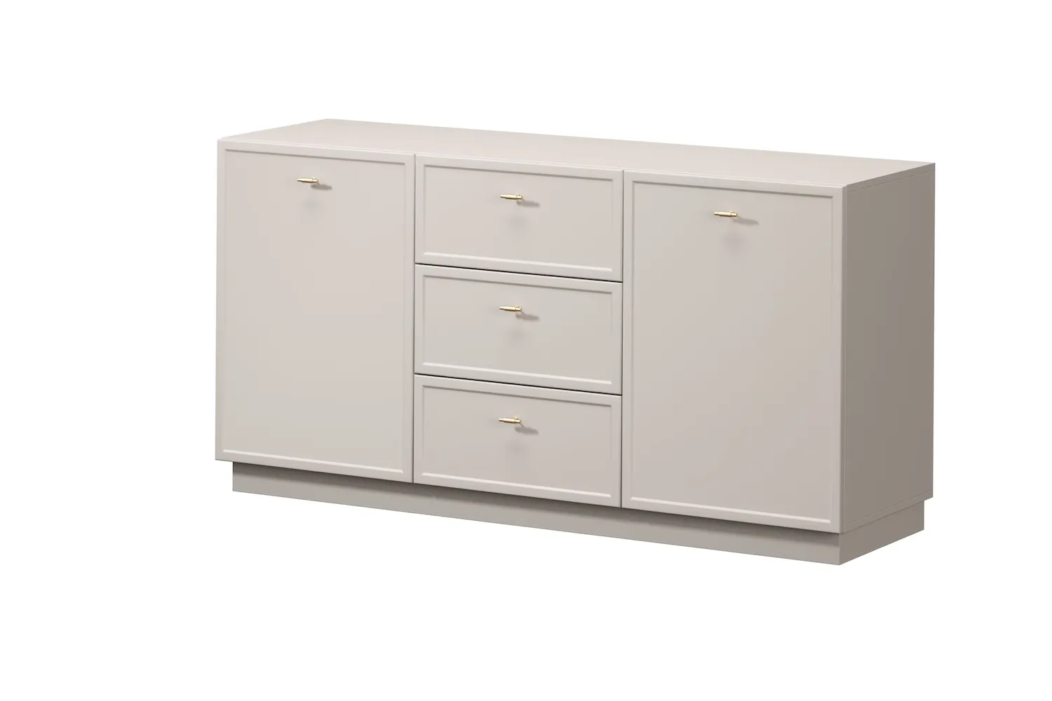 Komoda 2-drzwiowa z 3 szufladami LORINI 150 - cashmere uchwyt T-bar złoty cokół