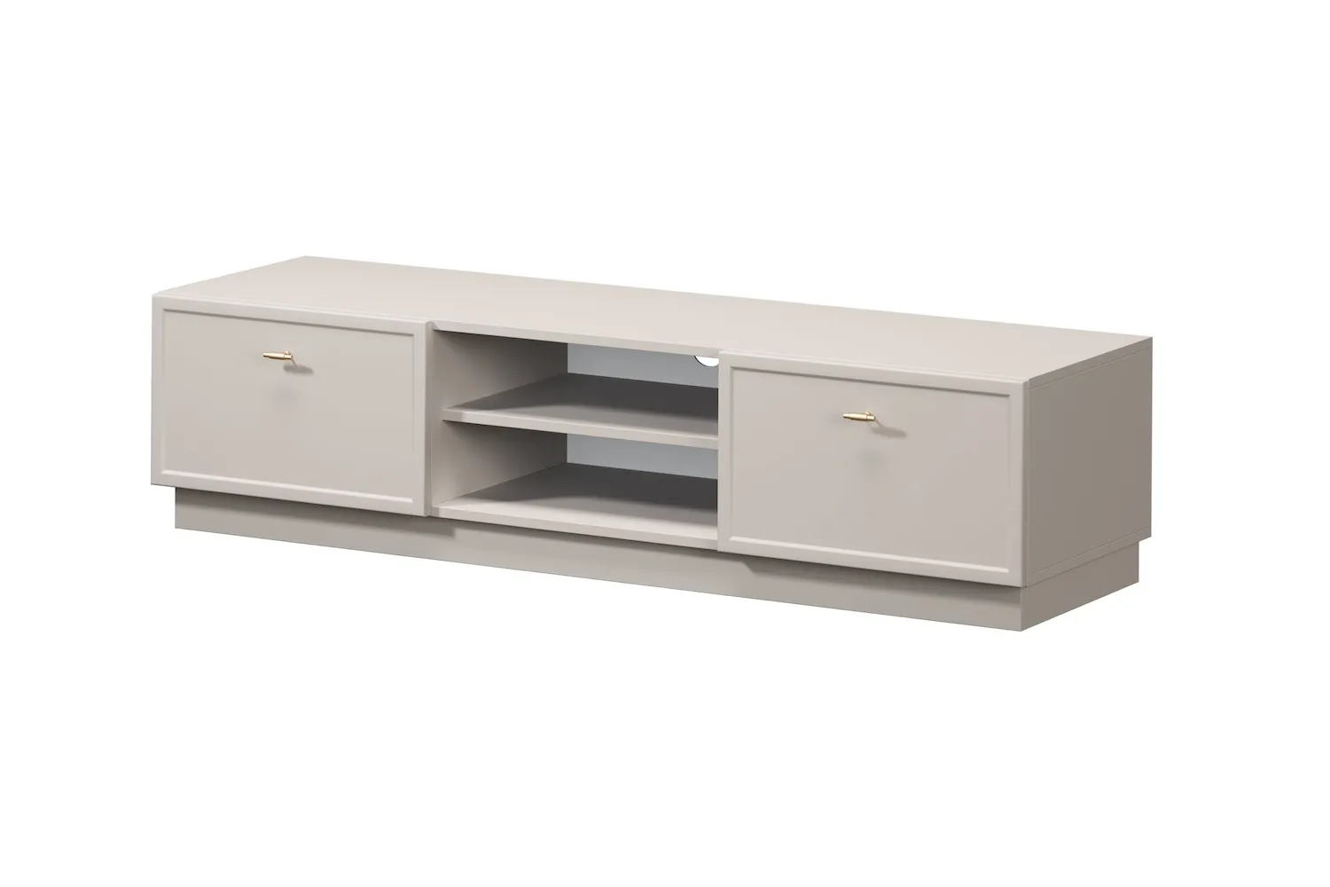 Szafka RTV z 2 szufladami LORINI 150 - cashmere uchwyt T-bar złoty cokół