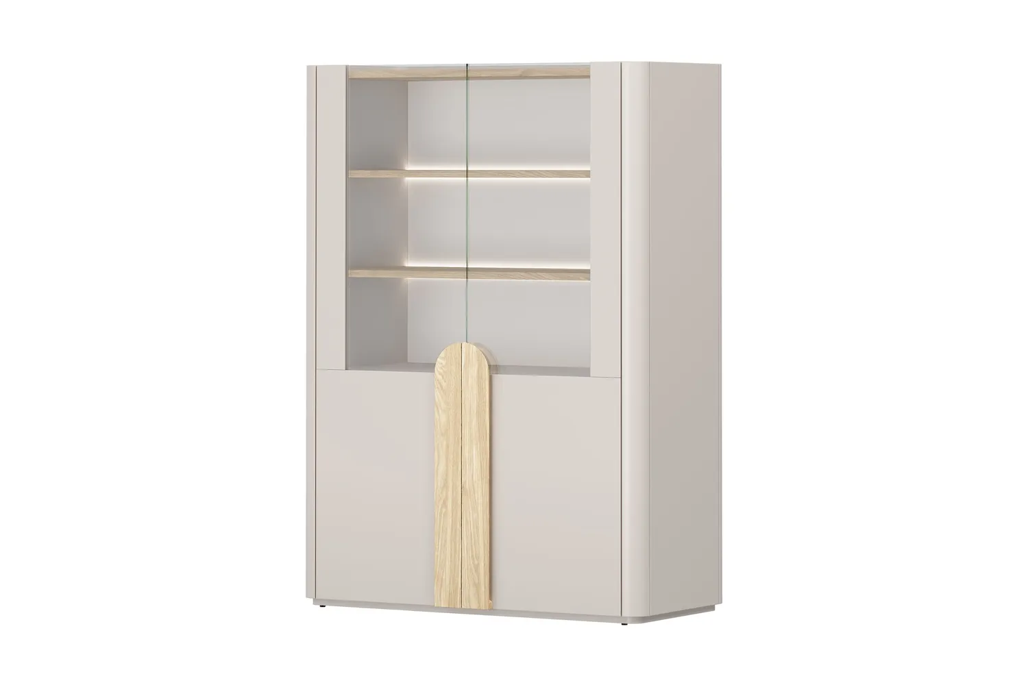 Witryna 2-drzwiowa AMILIO 100 oświetlenie LED - cashmere dąb olejowany uchwyty dąb jasny Witryna 2-drzwiowa AMILIO 100 oświetlenie LED - cashmere dąb olejowany uchwyty dąb jasny