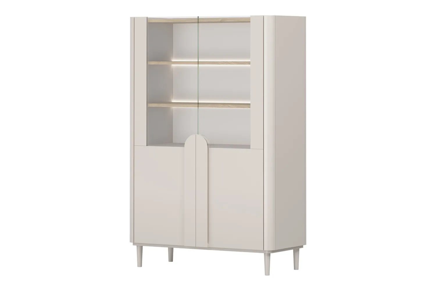Witryna 2-drzwiowa AMILIO 100 oświetlenie LED - cashmere dąb olejowany uchwyty cashmere nogi cashmere Witryna 2-drzwiowa AMILIO 100 oświetlenie LED - cashmere dąb olejowany uchwyty cashmere nogi cashmere