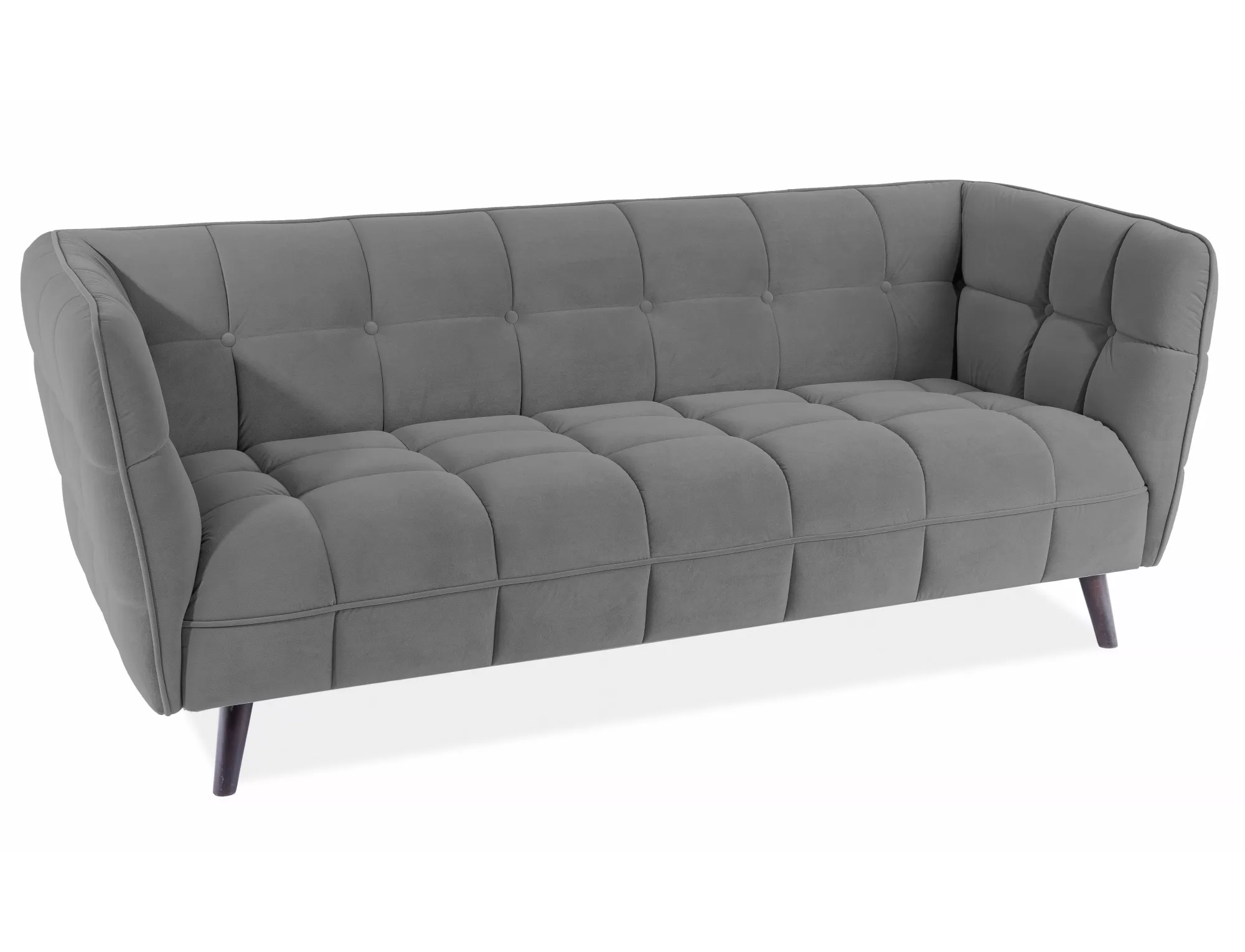 Sofa 3-osobowa CASTELLO 3 VELVET Bluvel 14 szara wenge Signal