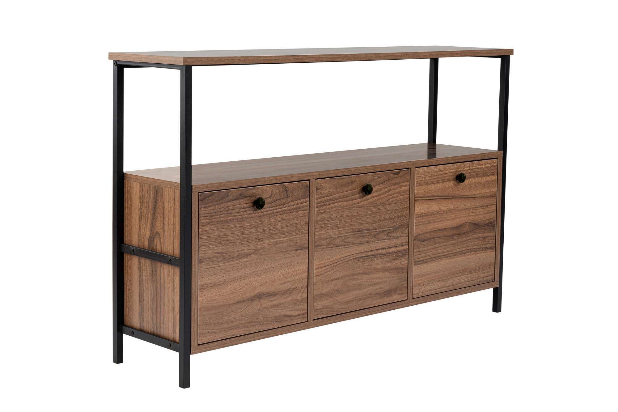 Konsola 3-drzwiowa SOLACE 120 cm orzech czarny metalowy stelaż