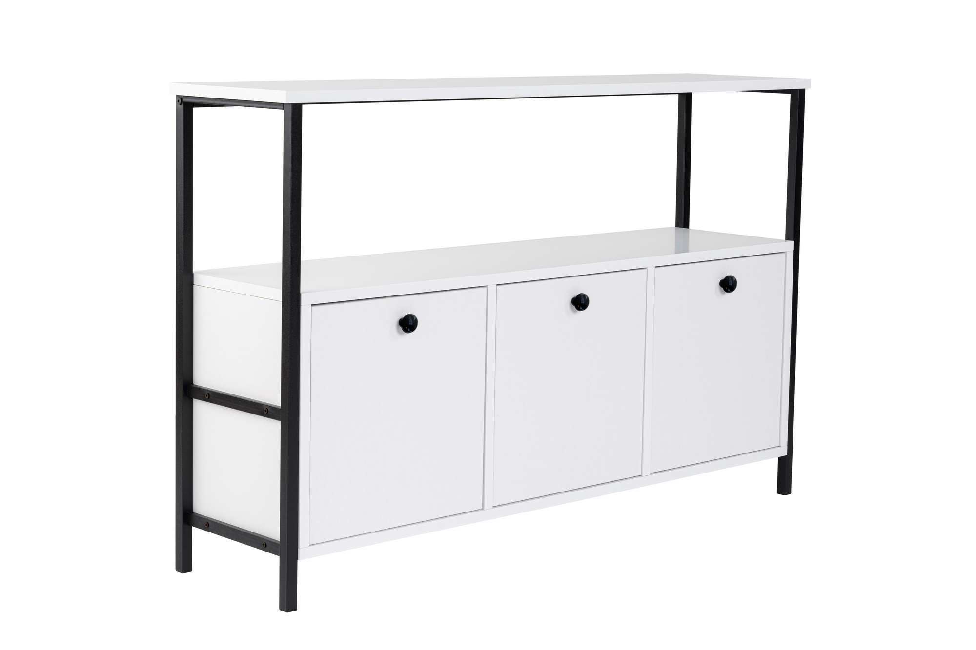 Konsola 3-drzwiowa SOLACE 120 cm biała czarny metalowy stelaż